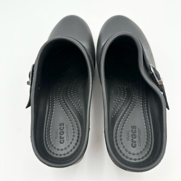Crocs Sarah Clog Block Heel Mules Slip On Black - Picture 5 of 11